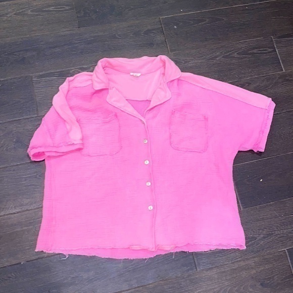 POL pink oversized collared button down - Picture 1 of 4